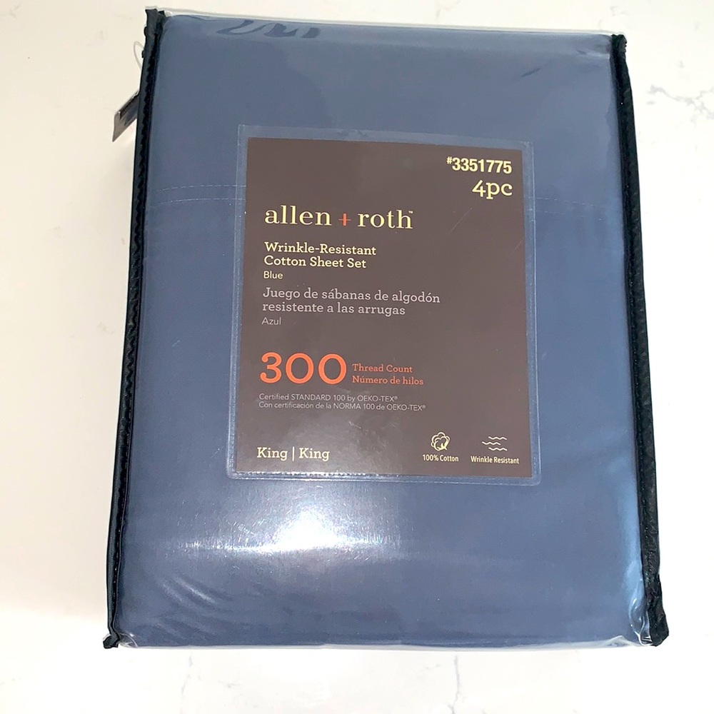 New - unopened Allen and Roth wrinkle resistant cotton sheet